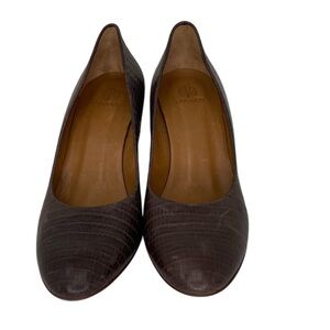 Coclico Shoes Brown Leather Block Heel Pumps
